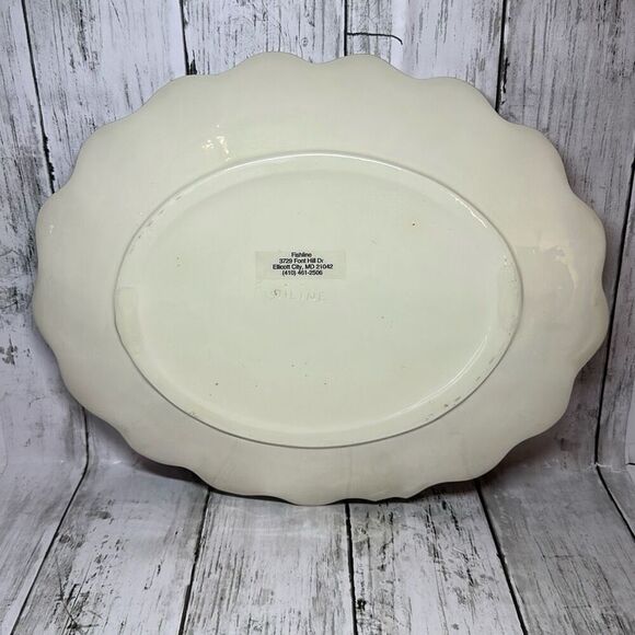 Ceramic Plate Palm Trees Fish Tropical Scene Shells On Edges Fishline - Picture 5 of 8